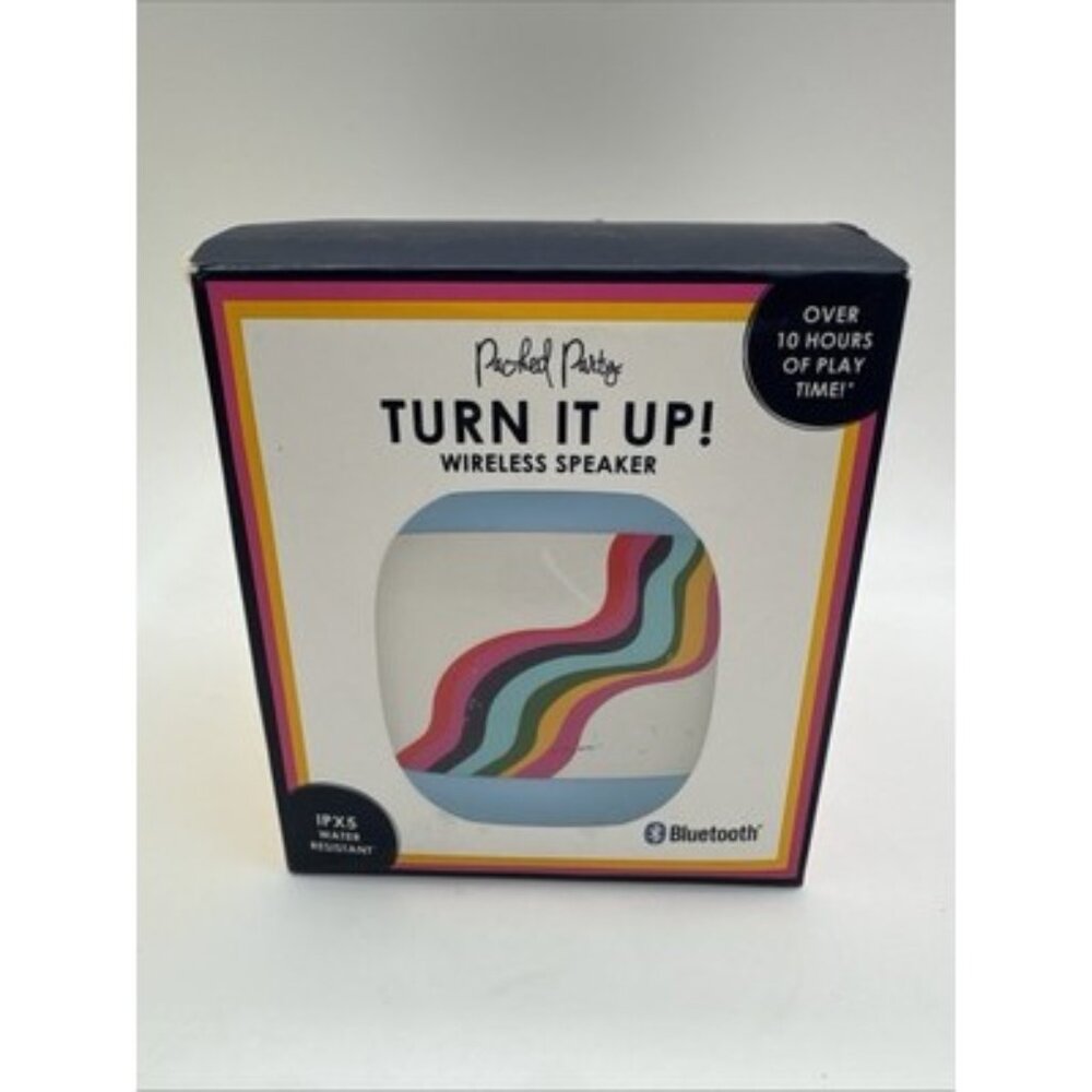 Packed Party Turn It Up! Wireless Speaker, Bluetooth IPX5 Water Resistant, New